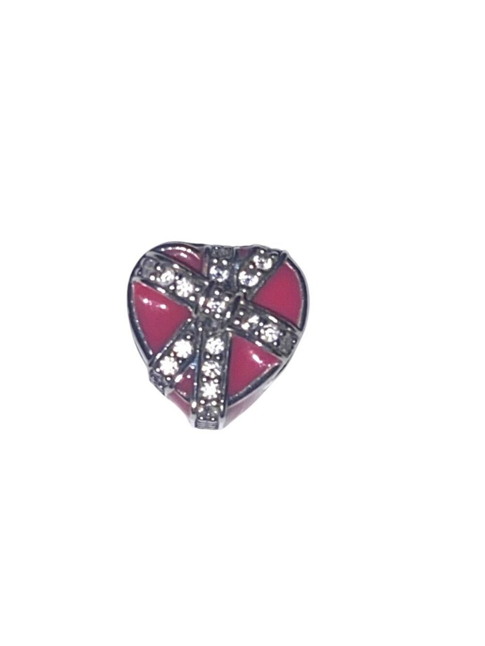 Pandora Pink Heart Shaped Box with Silver Ribbon Charm